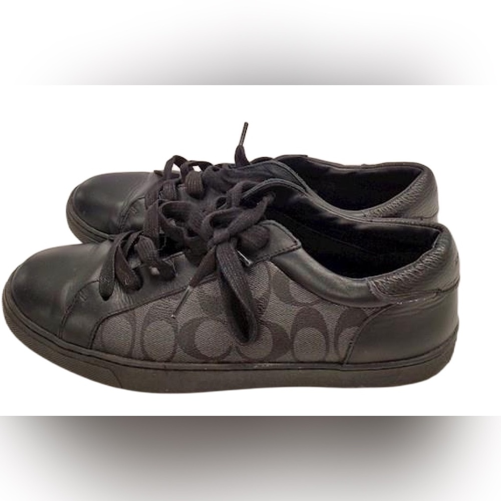 Coach Men's Black Signature Leather Lace Up Sneakers Shoes Size 11.5